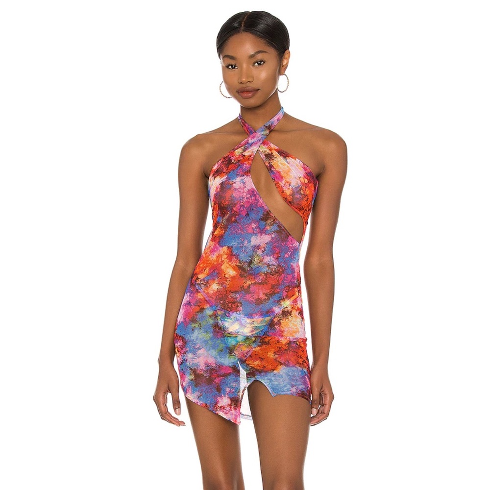 Melissa Simone beach cover up mesh mini dress